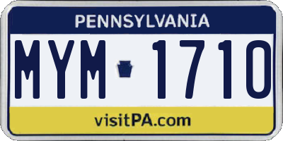 PA license plate MYM1710