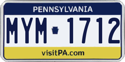 PA license plate MYM1712
