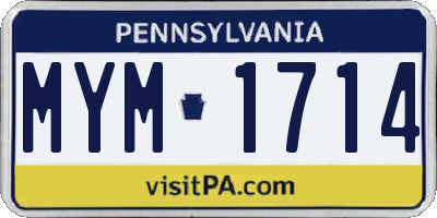 PA license plate MYM1714
