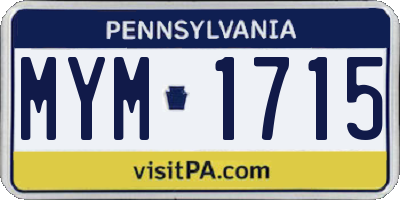 PA license plate MYM1715