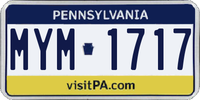 PA license plate MYM1717