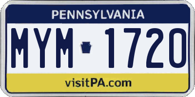 PA license plate MYM1720