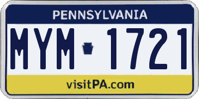 PA license plate MYM1721