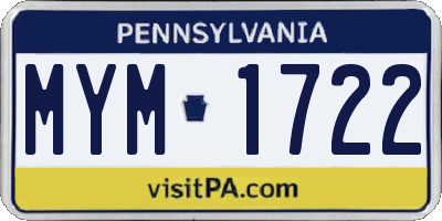 PA license plate MYM1722