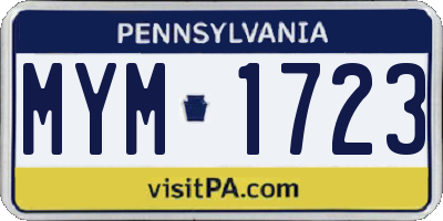 PA license plate MYM1723