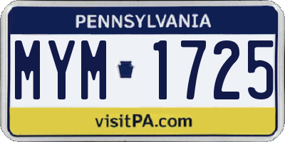 PA license plate MYM1725