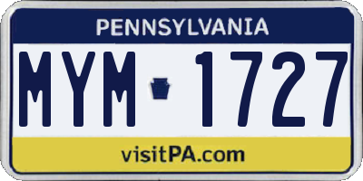 PA license plate MYM1727