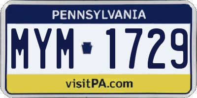 PA license plate MYM1729