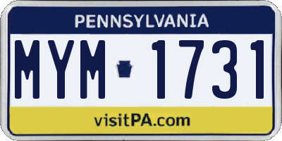 PA license plate MYM1731