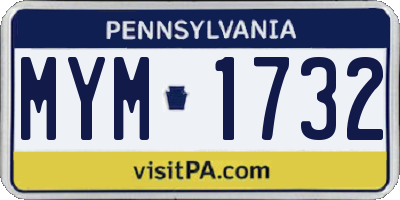 PA license plate MYM1732