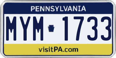 PA license plate MYM1733