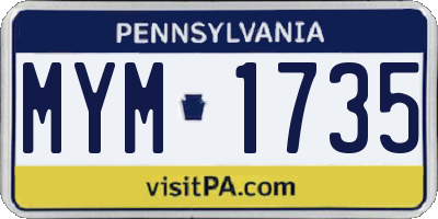 PA license plate MYM1735