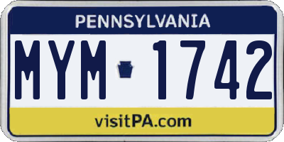 PA license plate MYM1742
