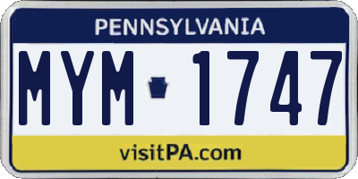 PA license plate MYM1747