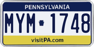 PA license plate MYM1748