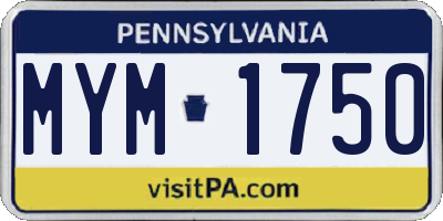 PA license plate MYM1750