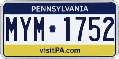 PA license plate MYM1752