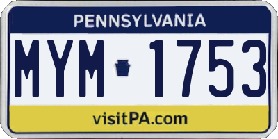 PA license plate MYM1753