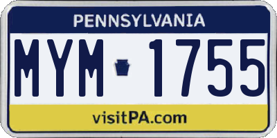 PA license plate MYM1755