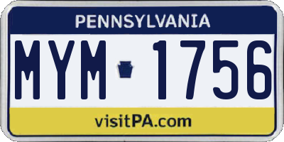 PA license plate MYM1756