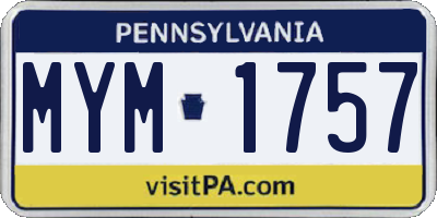 PA license plate MYM1757
