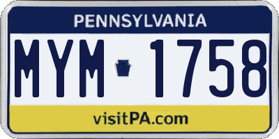 PA license plate MYM1758