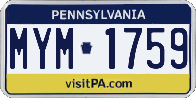 PA license plate MYM1759