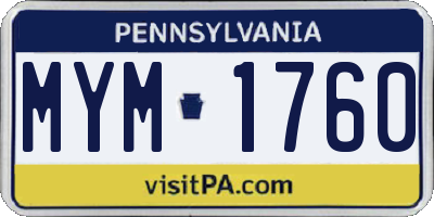 PA license plate MYM1760