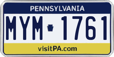 PA license plate MYM1761