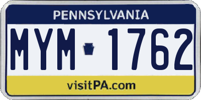 PA license plate MYM1762