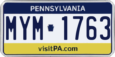 PA license plate MYM1763