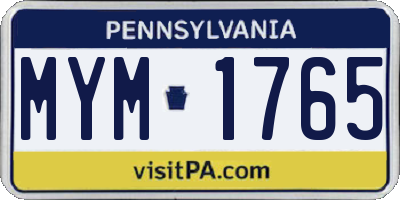 PA license plate MYM1765
