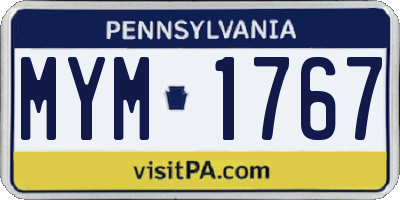 PA license plate MYM1767
