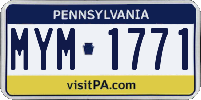 PA license plate MYM1771
