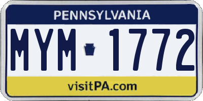 PA license plate MYM1772