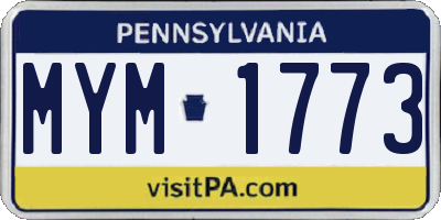 PA license plate MYM1773