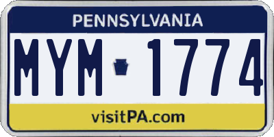 PA license plate MYM1774