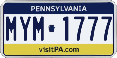 PA license plate MYM1777