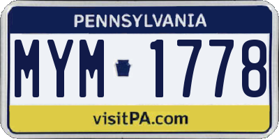 PA license plate MYM1778
