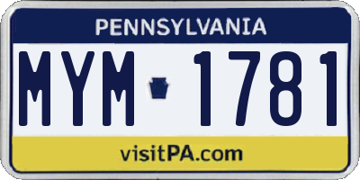 PA license plate MYM1781
