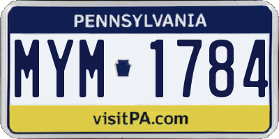 PA license plate MYM1784