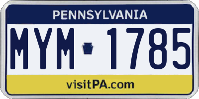 PA license plate MYM1785