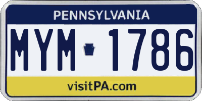 PA license plate MYM1786