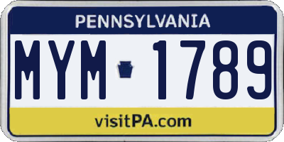 PA license plate MYM1789