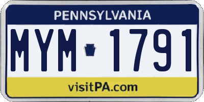 PA license plate MYM1791
