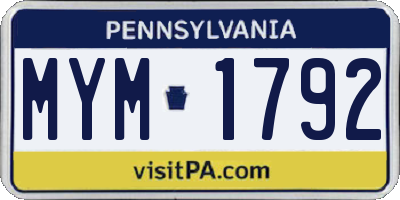 PA license plate MYM1792
