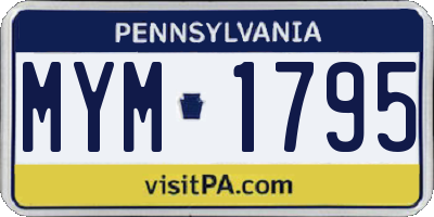 PA license plate MYM1795