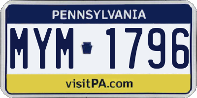 PA license plate MYM1796