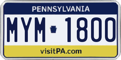 PA license plate MYM1800
