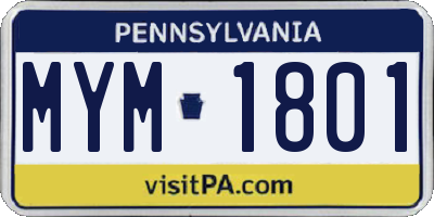 PA license plate MYM1801